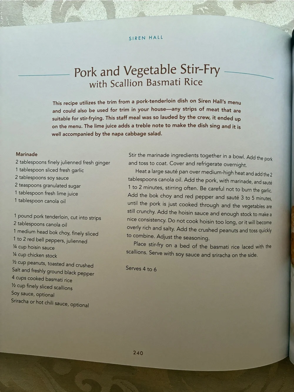 Off the Menu: Staff Meals from America’s Top Restaurants Hardcover Cookbook